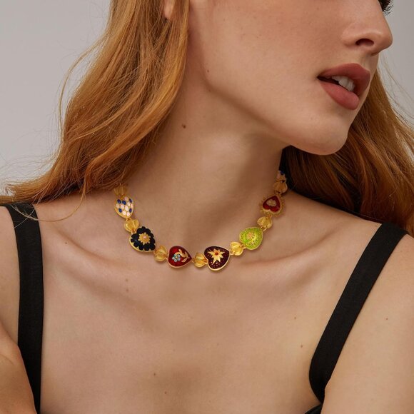 Gold Chunky Necklace Women Vintage Heart Pendant Statement Jewelry Gift - Picture 3 of 6